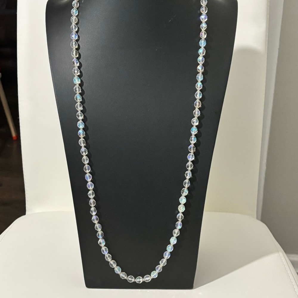Flapper style glass ab crystal necklace